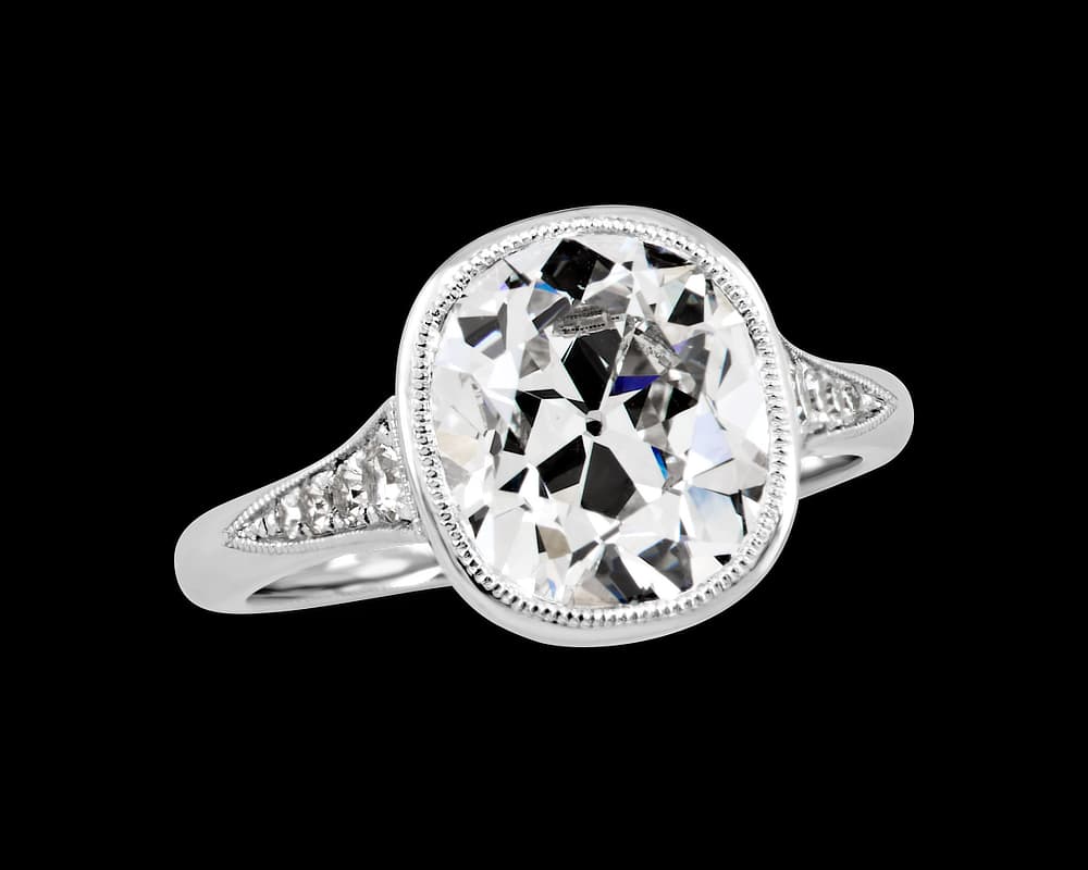 Vintage Bezel Set Pave Solitaire